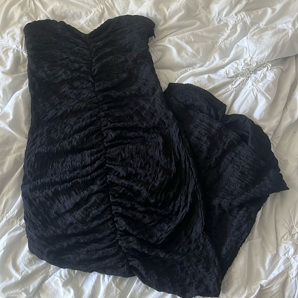 UO Ruched Strapless Midi Dress
